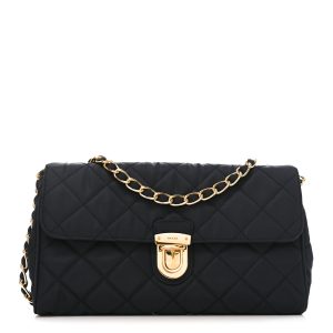 Nylon Tessuto Impunturato Quilted Flap Crossbody Bleu