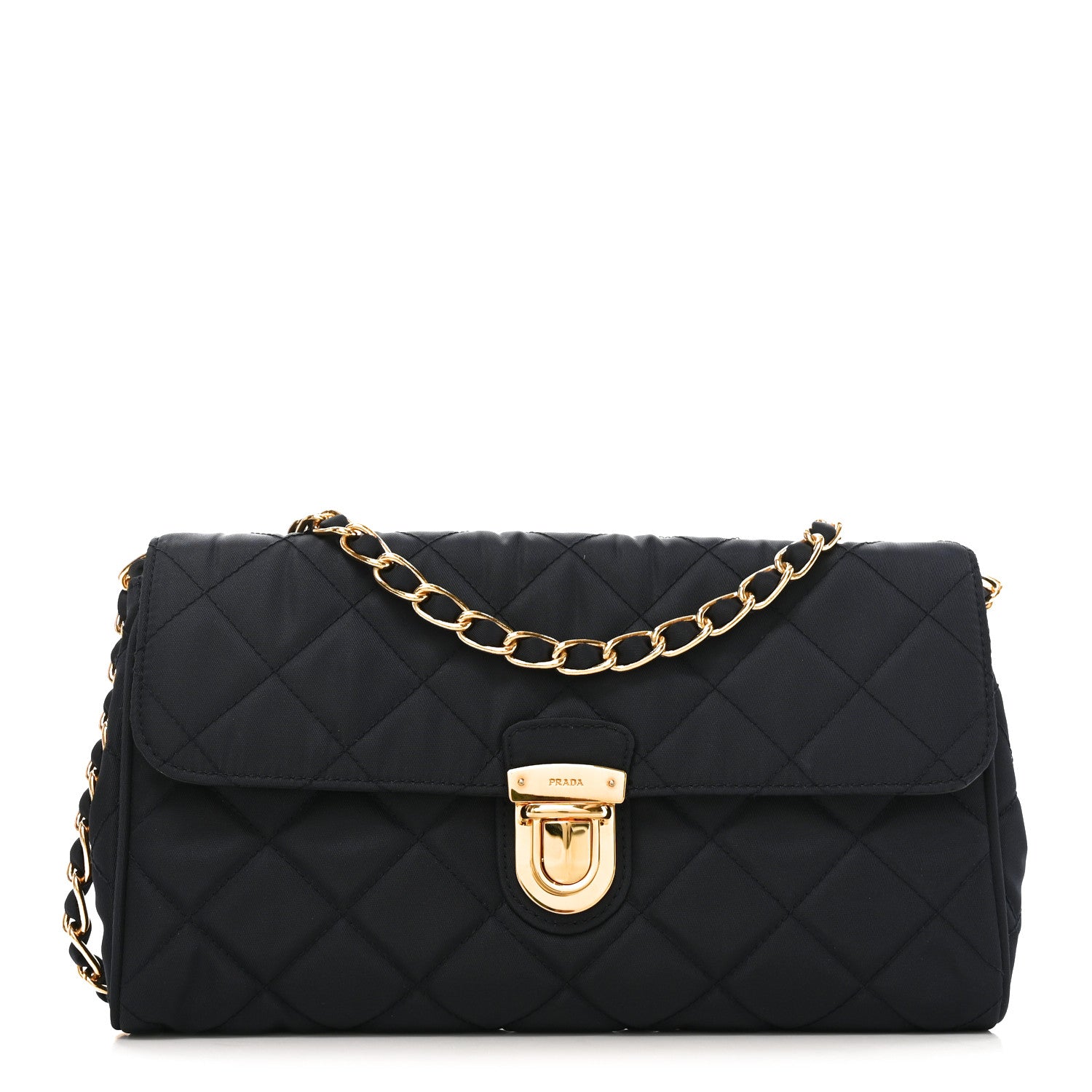 Nylon Tessuto Impunturato Quilted Flap Crossbody Bleu