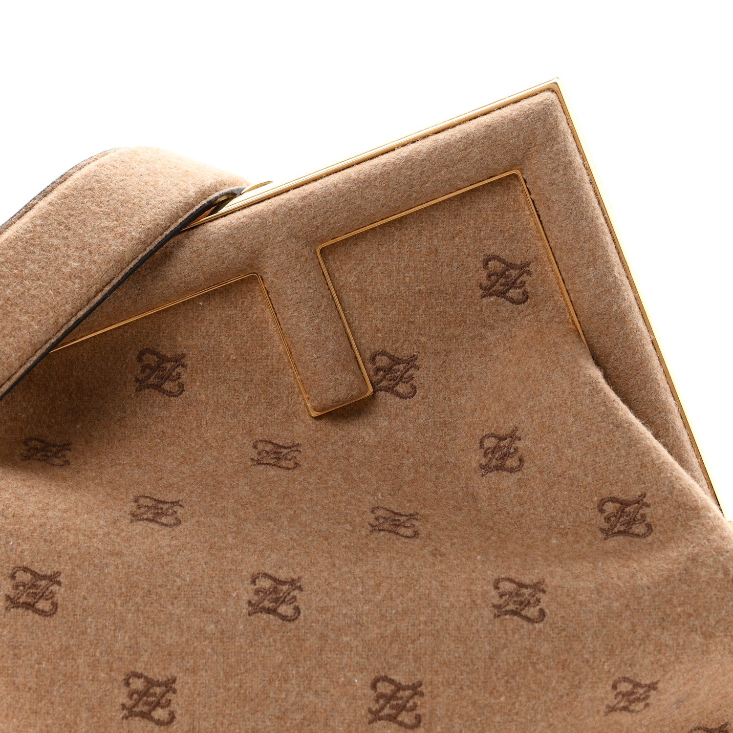 Flannel Karligraphy Embroidered Medium Fendi First Camel - Image 9