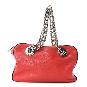 Vitello Daino Chain Satchel Bag Lacca