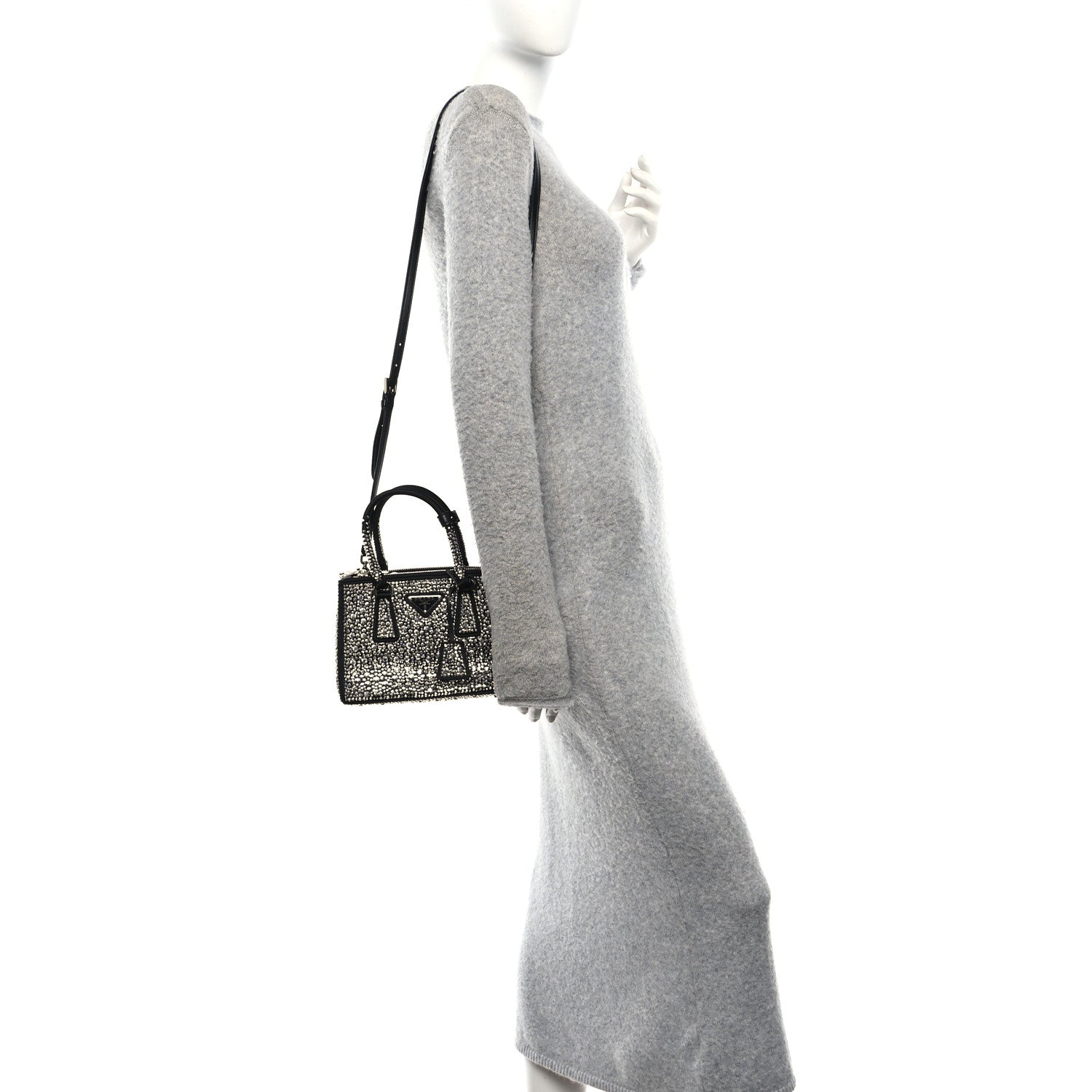 Satin Crystal Mini Galleria Double Zip Tote Metal - Image 2