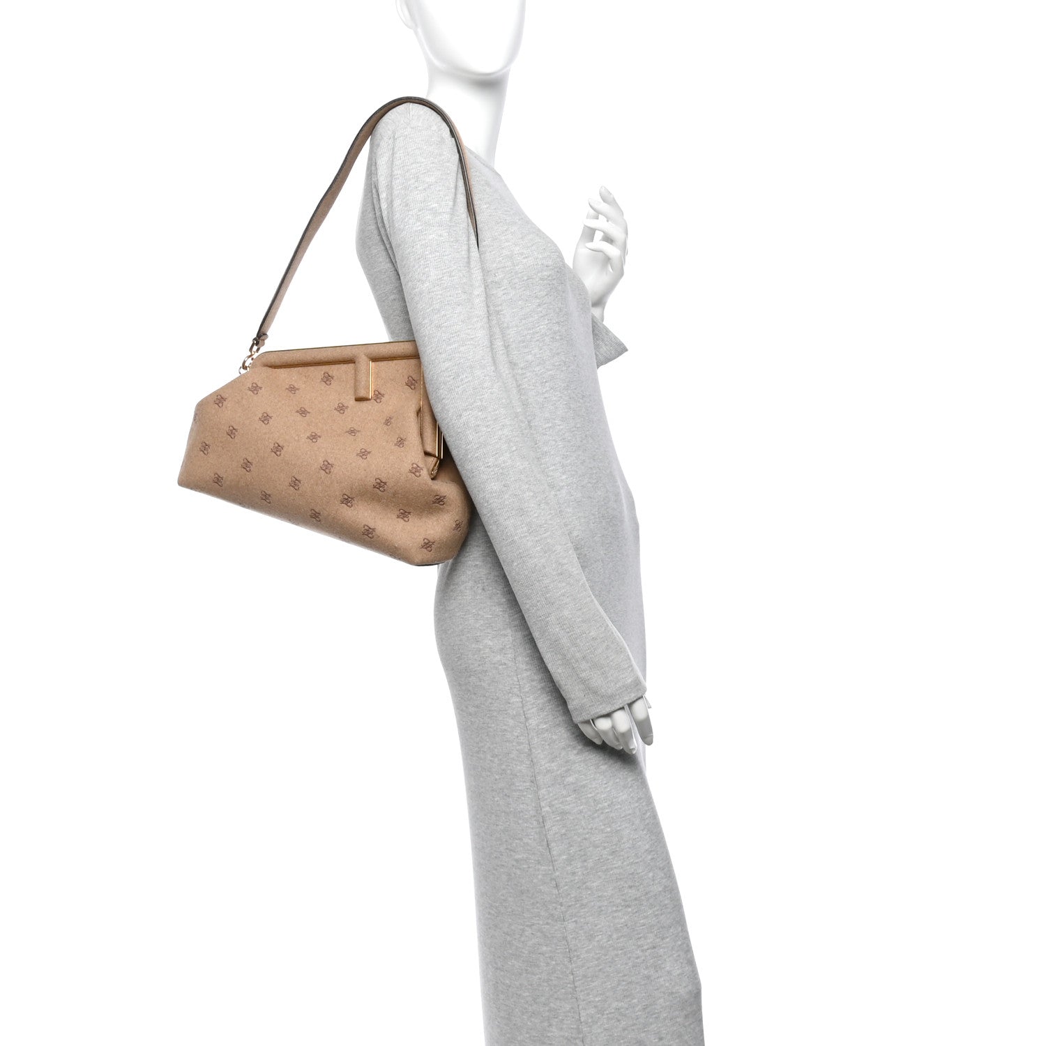 Flannel Karligraphy Embroidered Medium Fendi First Camel - Image 2