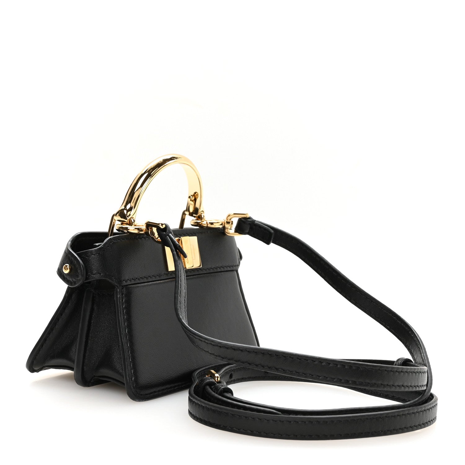 Shiny Nappa Nano Peekaboo Maxi Handle Satchel Black - Image 3
