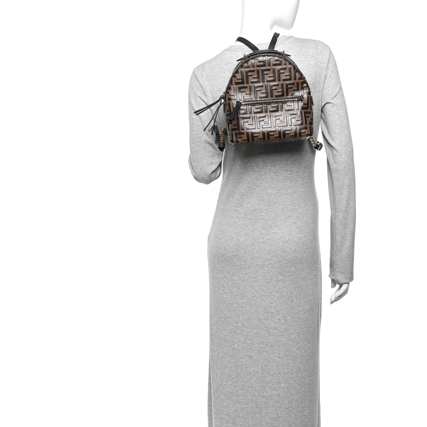 Vitello Bi-Color FF 1974 Embossed Mini Backpack Maya Black - Image 3
