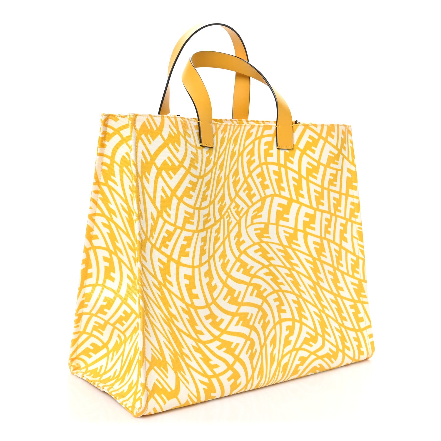 X SARAH COLEMAN Glazed Canvas Vitello King FF Vertigo Shopping Tote Bag Mimosa White - Image 3