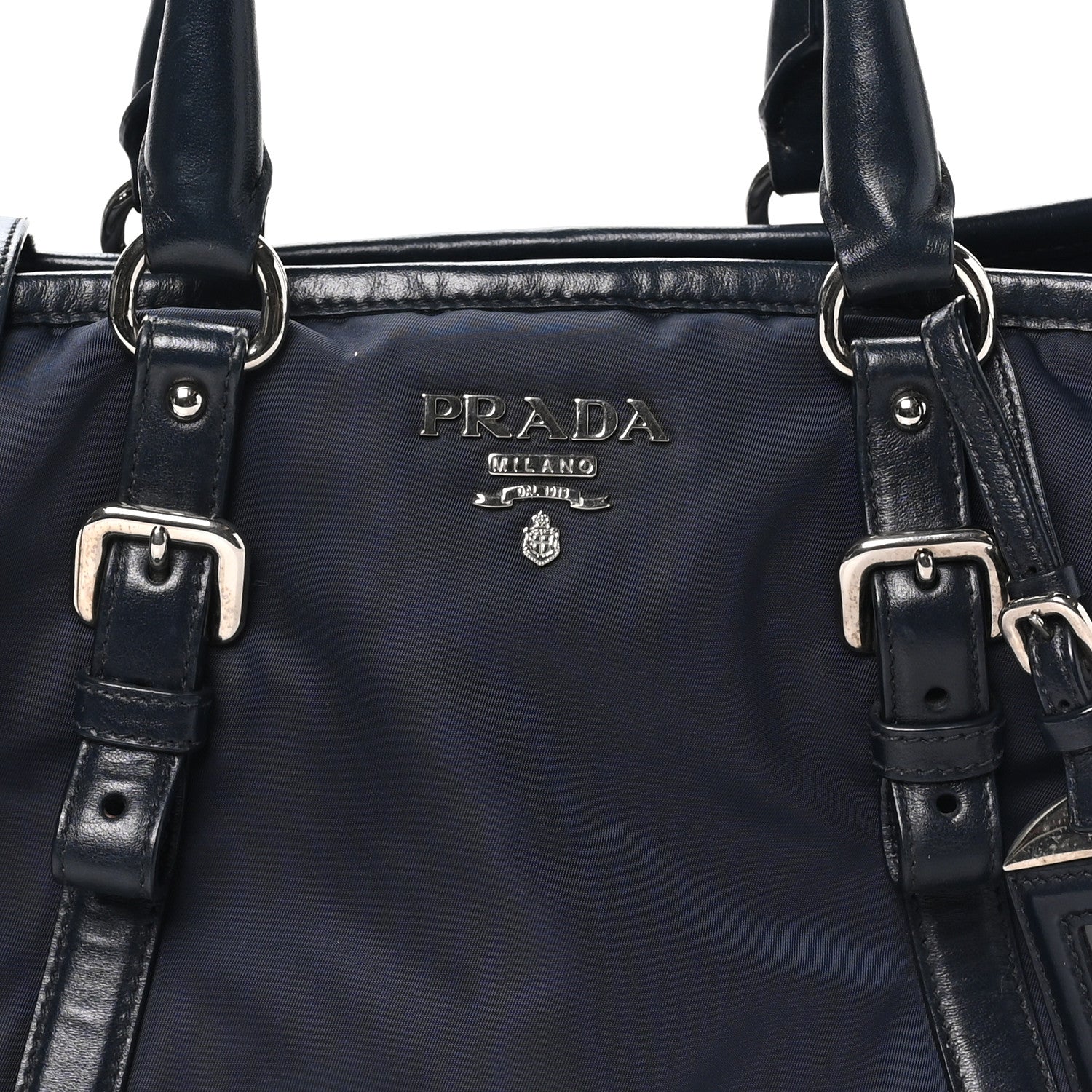 Tessuto Nylon Soft Calf Small Tote Blue - Image 7