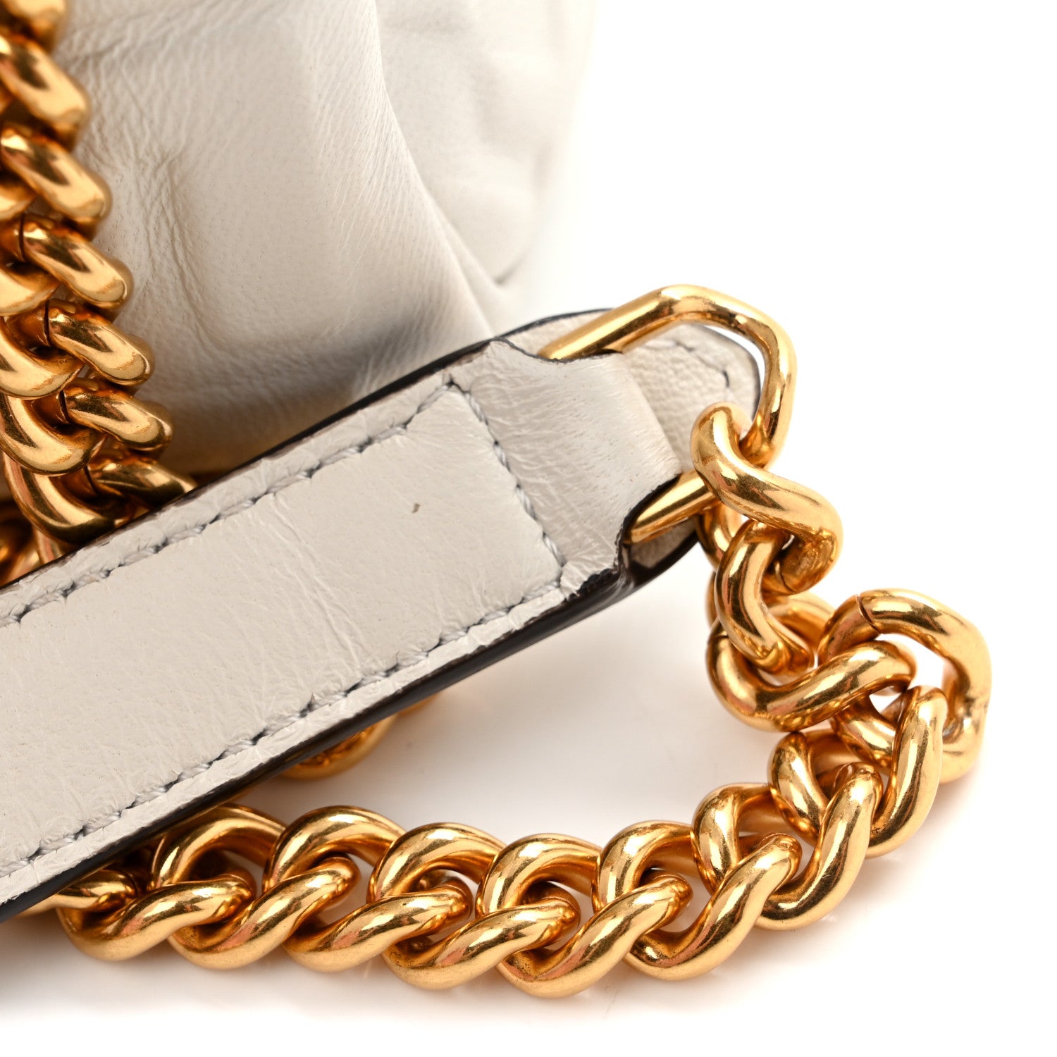 Nappa Small FF Embossed Midi Chain Baguette White - Image 12