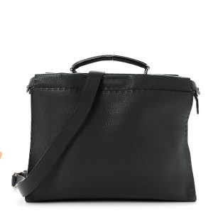 Cuoio Romano Selleria Bi-Color Large Peekaboo Iconic Fit Satchel Asfalto Lavagna
