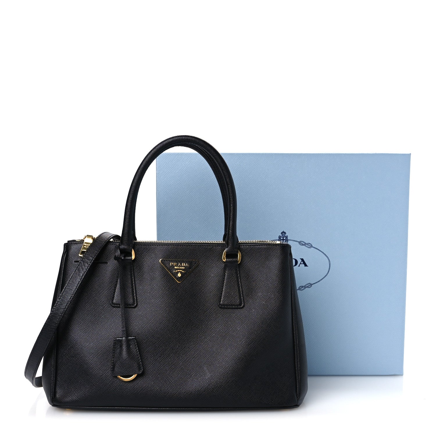 Saffiano Small Galleria Double Zip Tote Black - Image 12