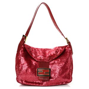 Sequin Lizard Enamel Baguette Red