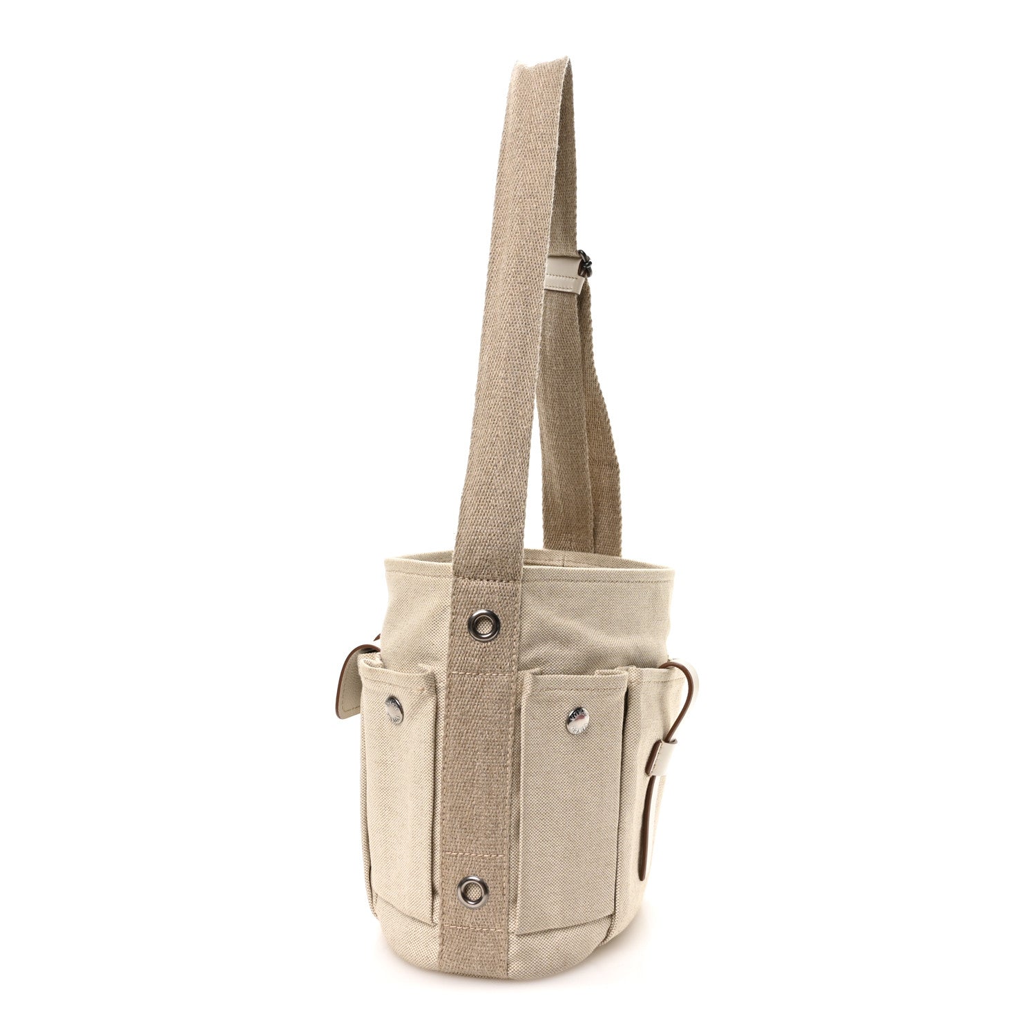 Canvas Calfskin Mini Route Bucket Bag Naturale - Image 3
