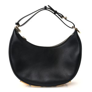 Vitello Grace Matte Small Fendigraphy Hobo Bag Black