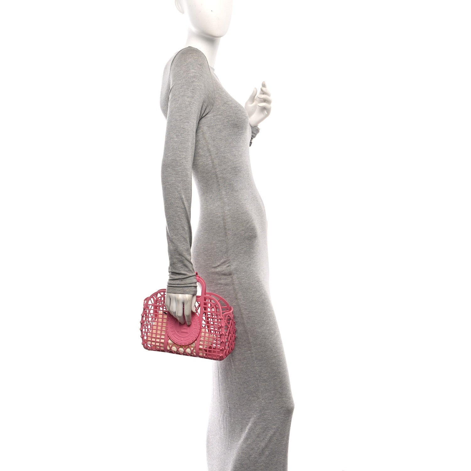 Recycled Plastic Vitello Liberty Matte Small Fendi Basket Rosa - Image 2