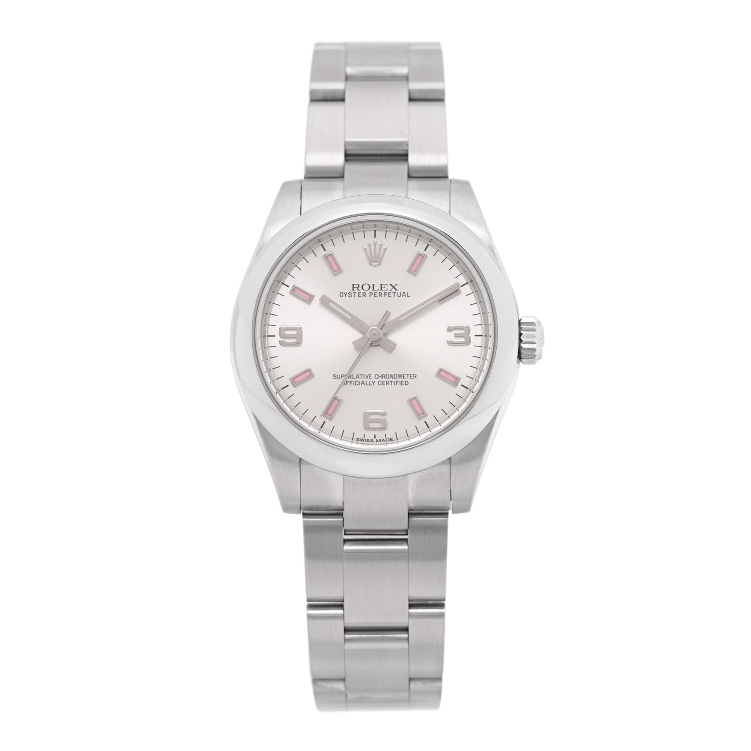 Stainless Steel 31mm Oyster Perpetual Watch Pink Index 177200