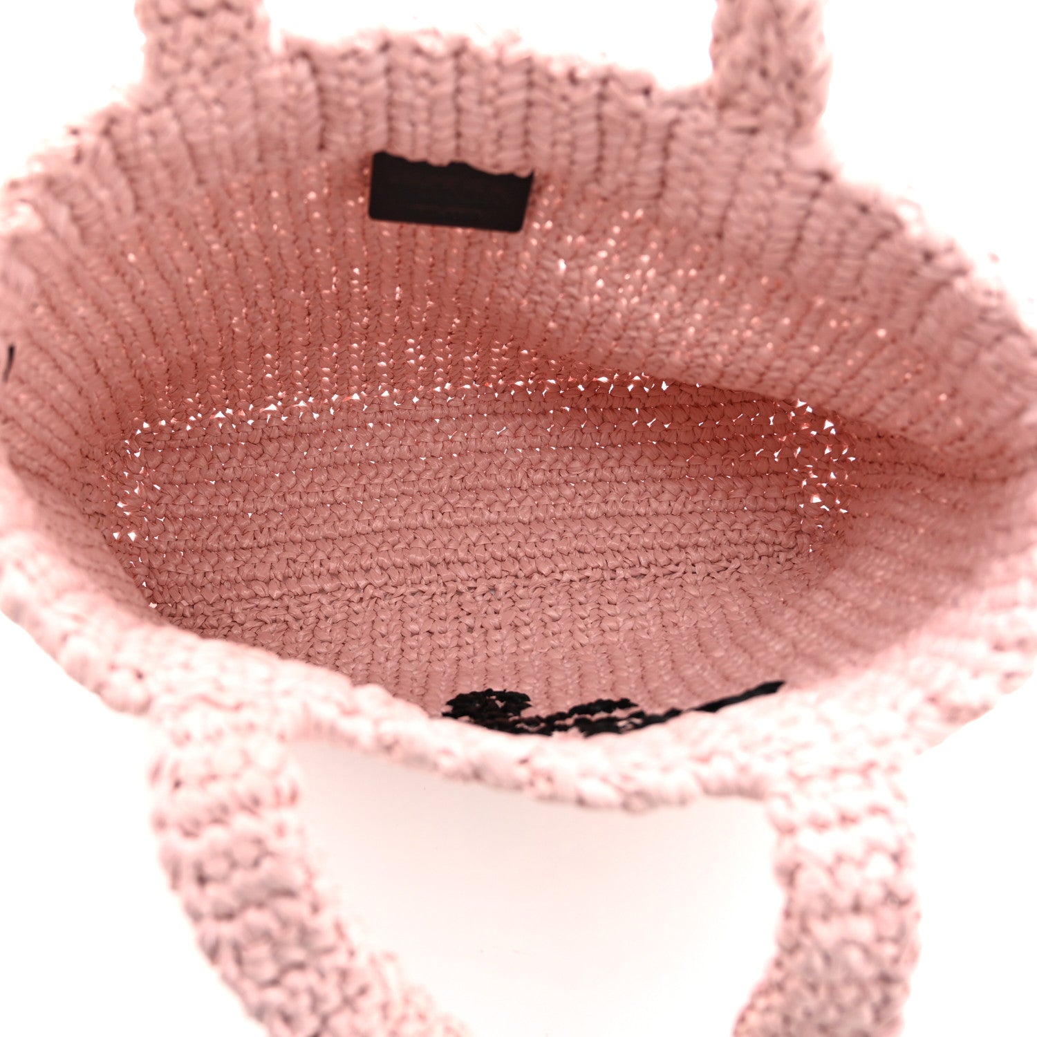 Yarn Raffia Effect Crochet Small Logo Tote Alabastro - Image 5