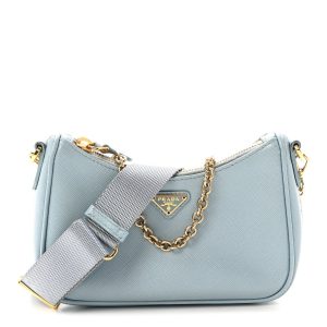 Saffiano Lux Re-Edition 2005 Mini Shoulder Bag Celeste