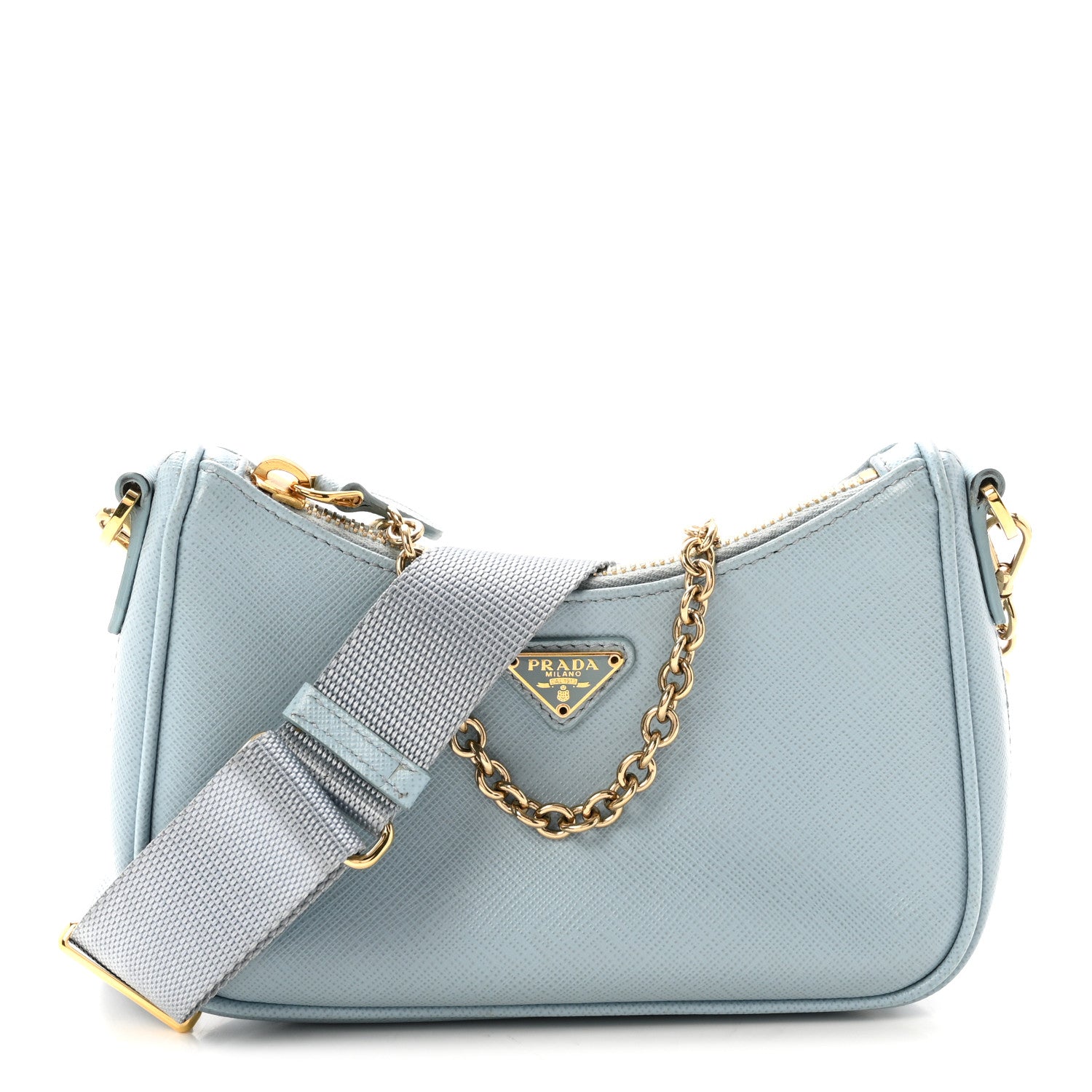 Saffiano Lux Re-Edition 2005 Mini Shoulder Bag Celeste