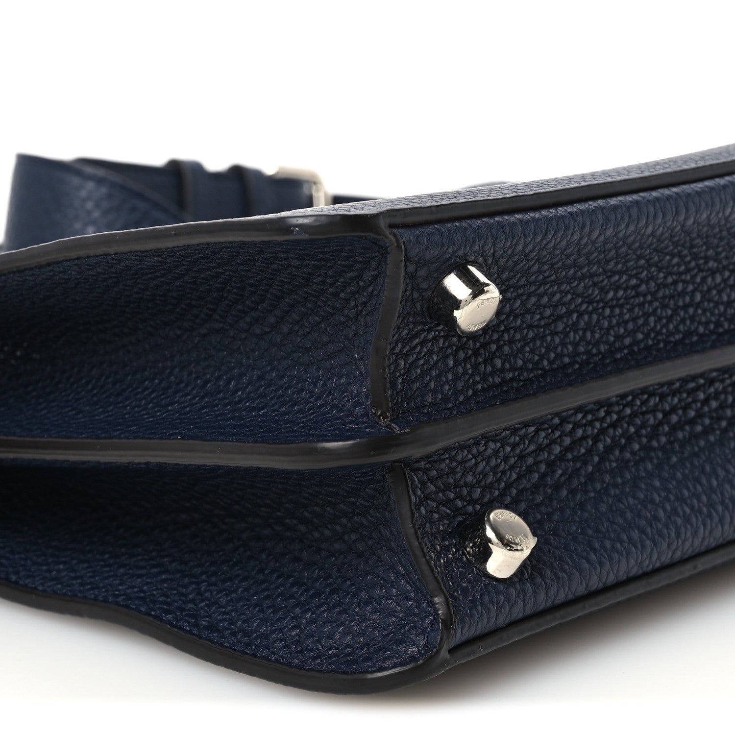 Cuoio Romano Vitello Cover Glazed Fabric Bi-Color FF 1974 Mini Peekaboo I SEE U Satchel Blue Dark Brown Tobacco Moro - Image 11