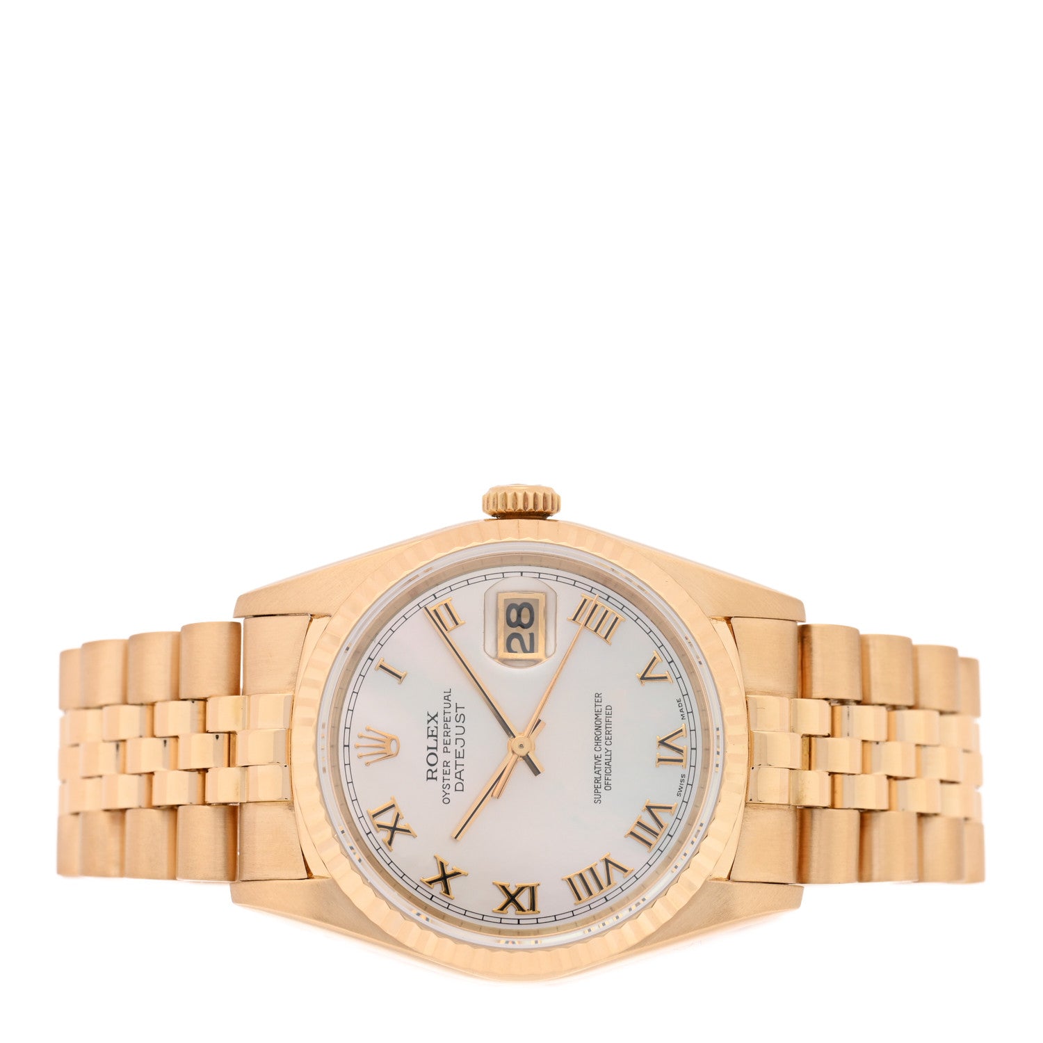 18K Yellow Gold Mother of Pearl 36mm Oyster Perpetual Datejust Watch 16238 - Image 2