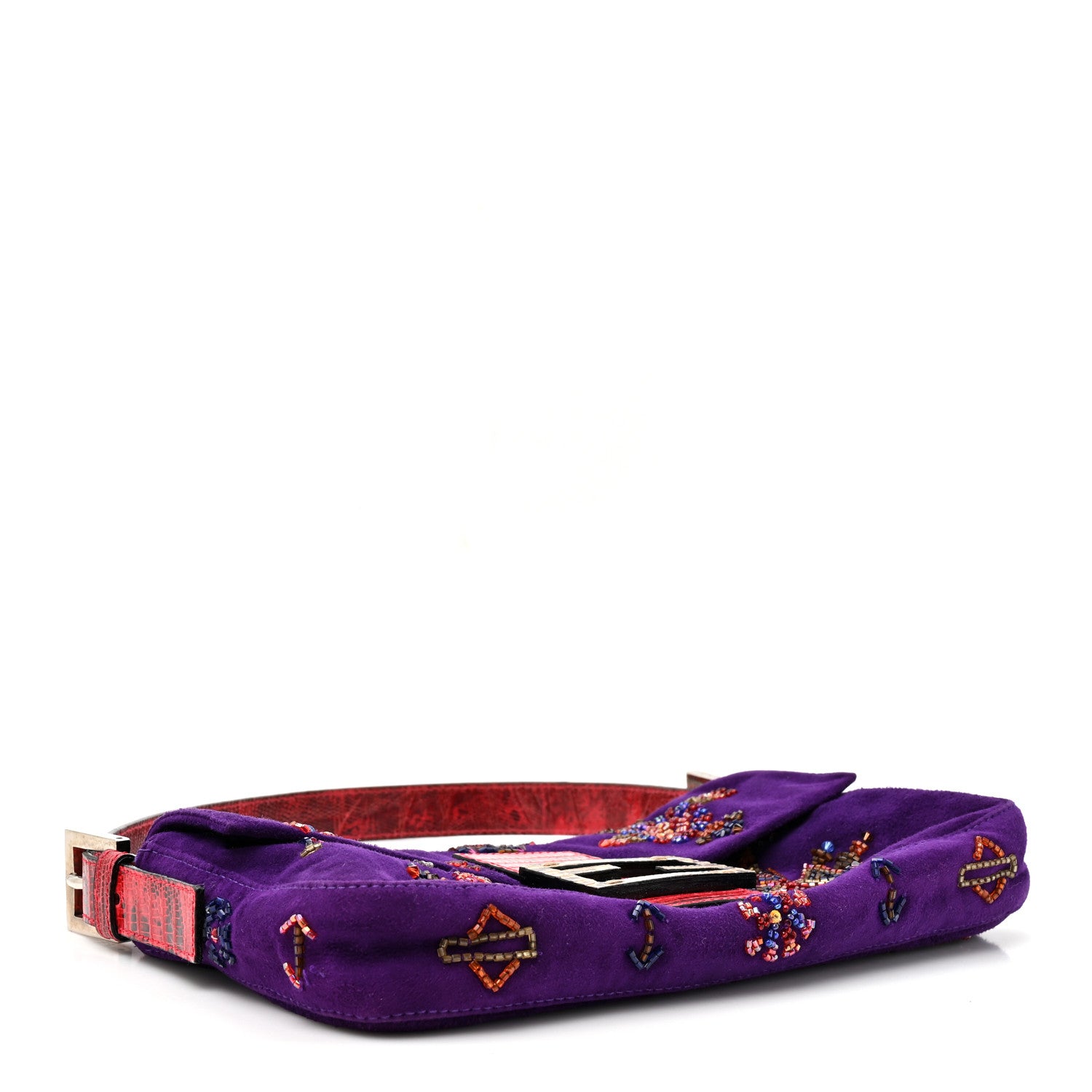 Suede Beaded Lizard Baguette Purple Multicolor - Image 4