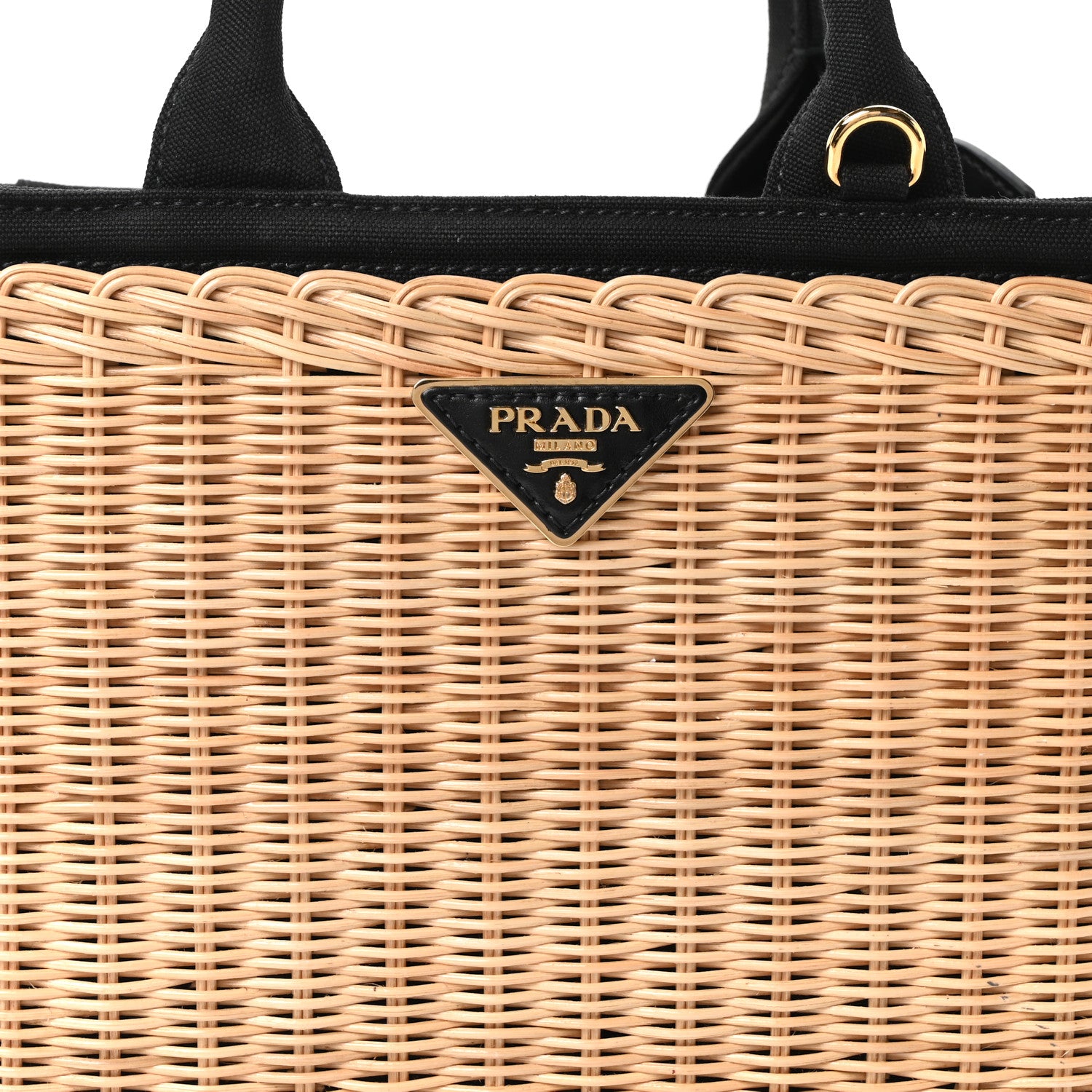 Wicker Canvas Tote Naturale Black - Image 8