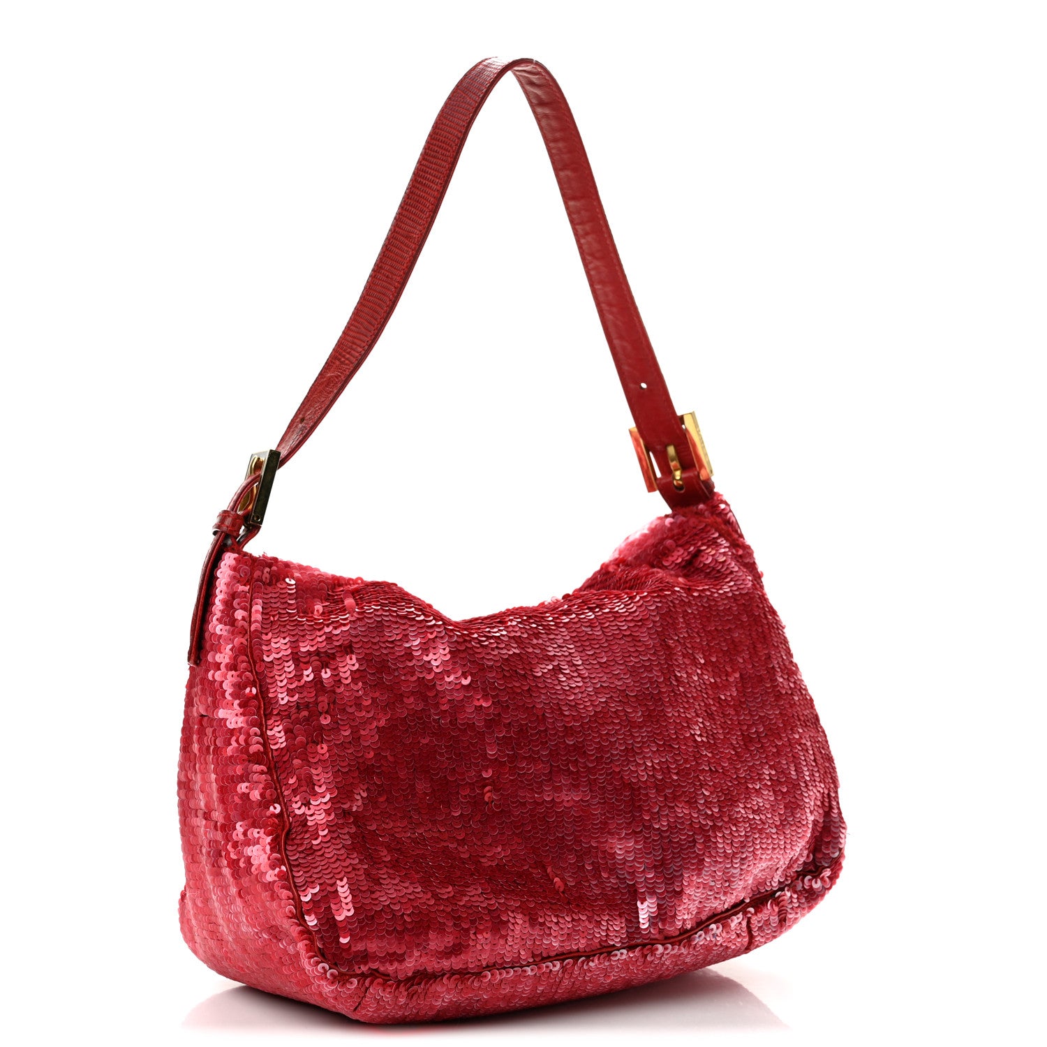 Sequin Lizard Enamel Baguette Red - Image 3