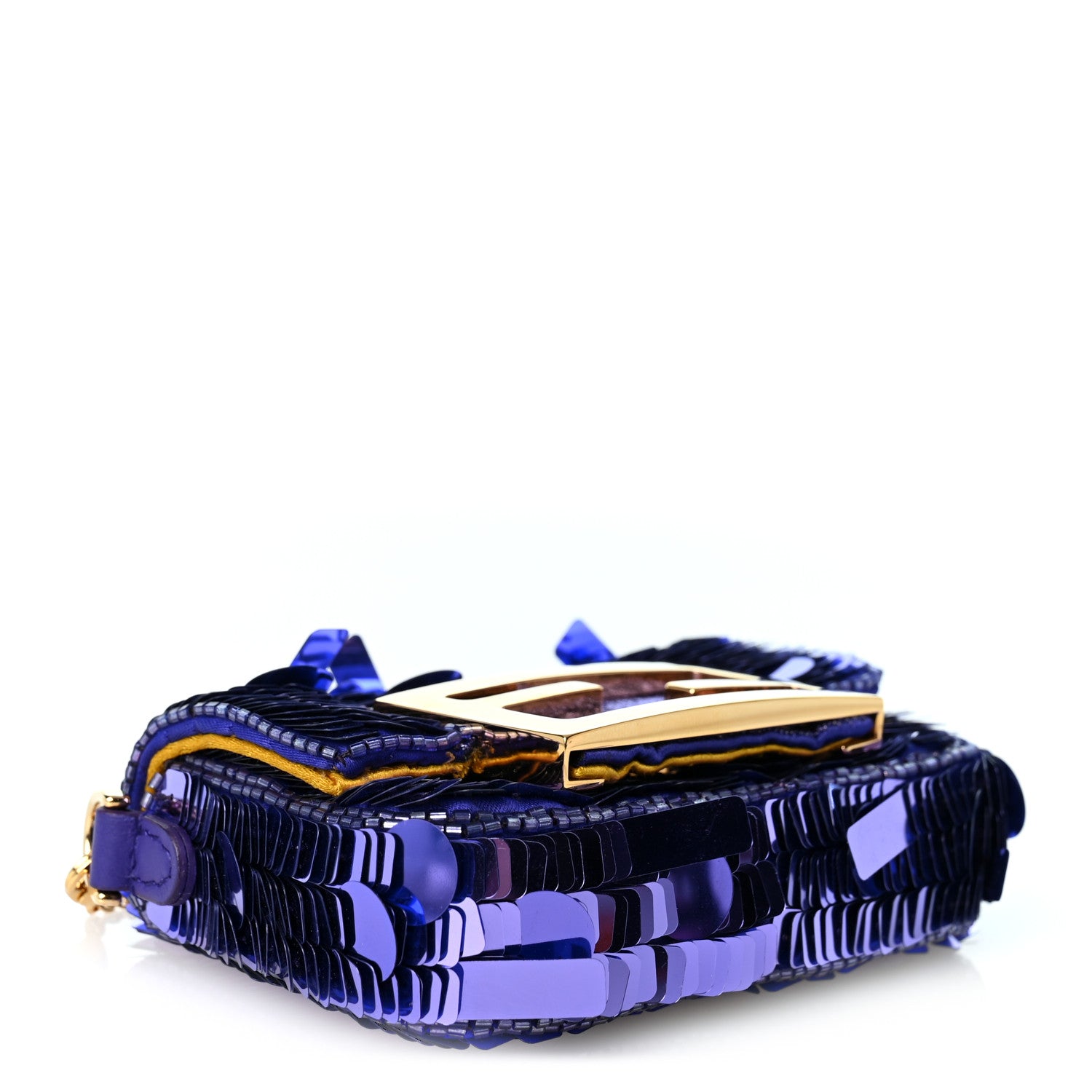 Sequin Paillettes Shiny Nappa Sex and the City Nano Maxi Buckle Baguette Charm Viola Purple - Image 4