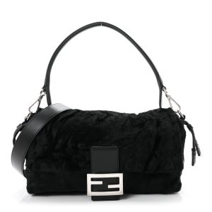 Calfskin Pony Effect Medium Soft Baguette Black
