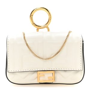 Nappa Matisse FF Embossed Nano Baguette Charm White