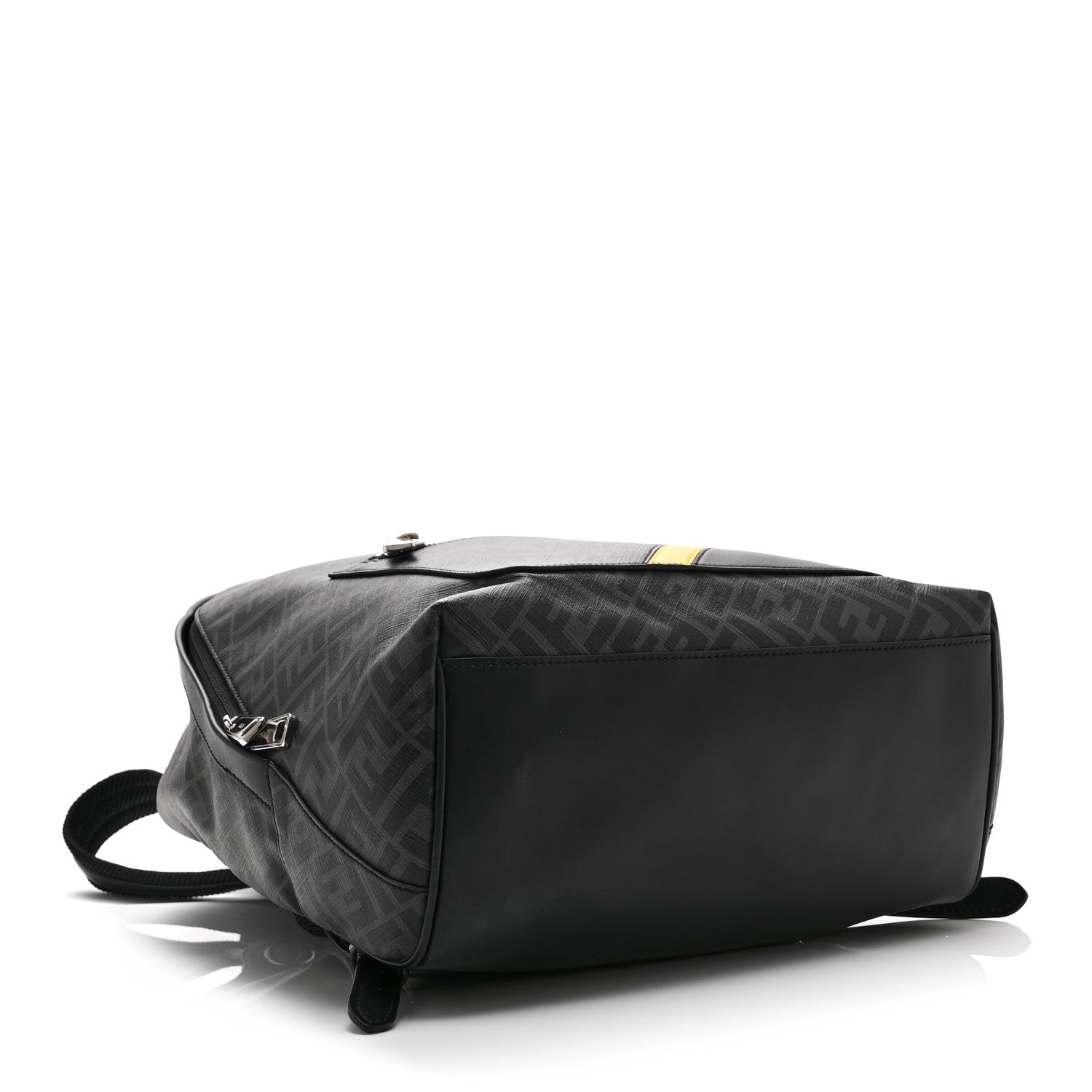 Glazed Fabric Vitello King FF 1974 Diagonal Medium Chiodo Backpack Black Sunflower - Image 4