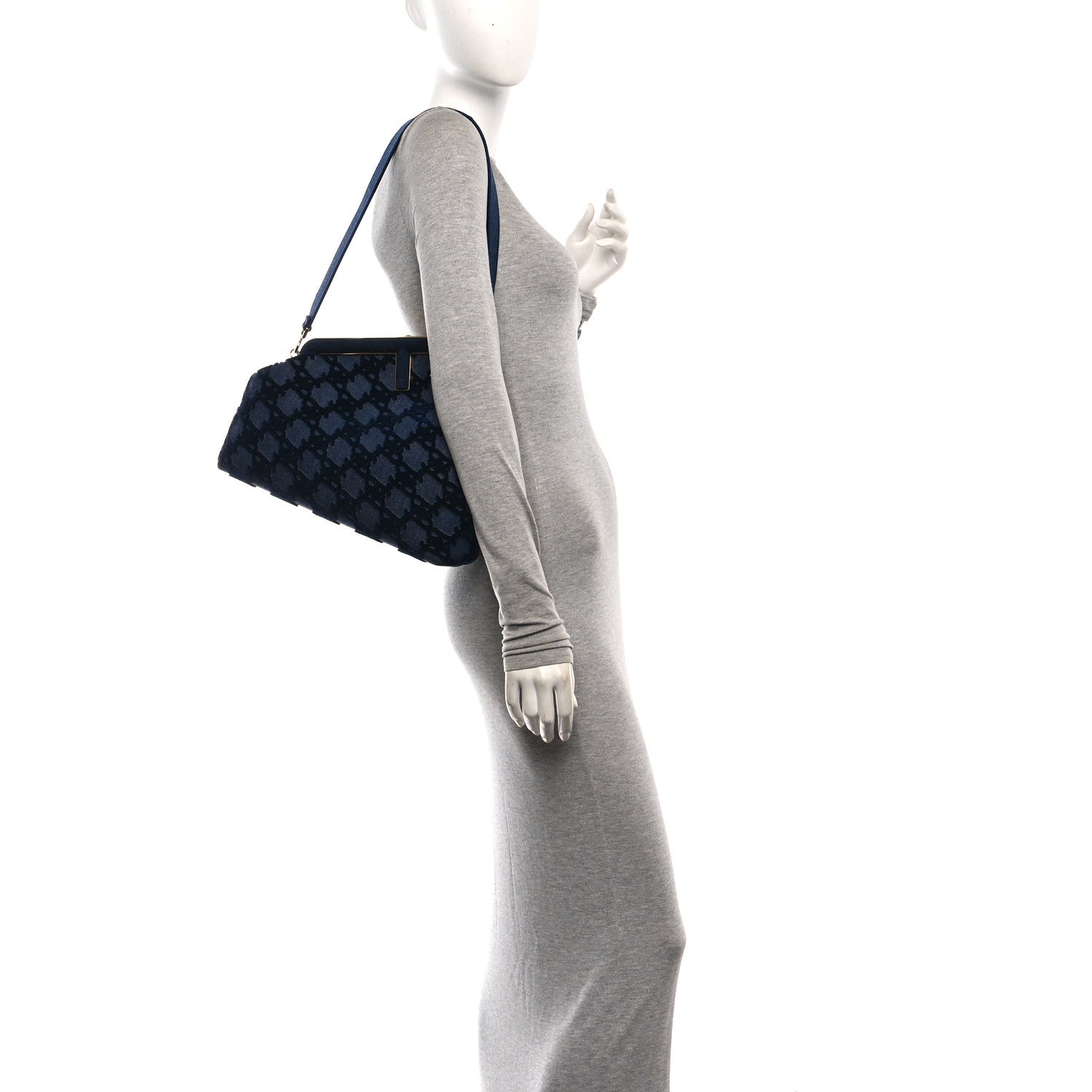 Denim Karligraphy Embroidered Medium Fendi First Blue - Image 2