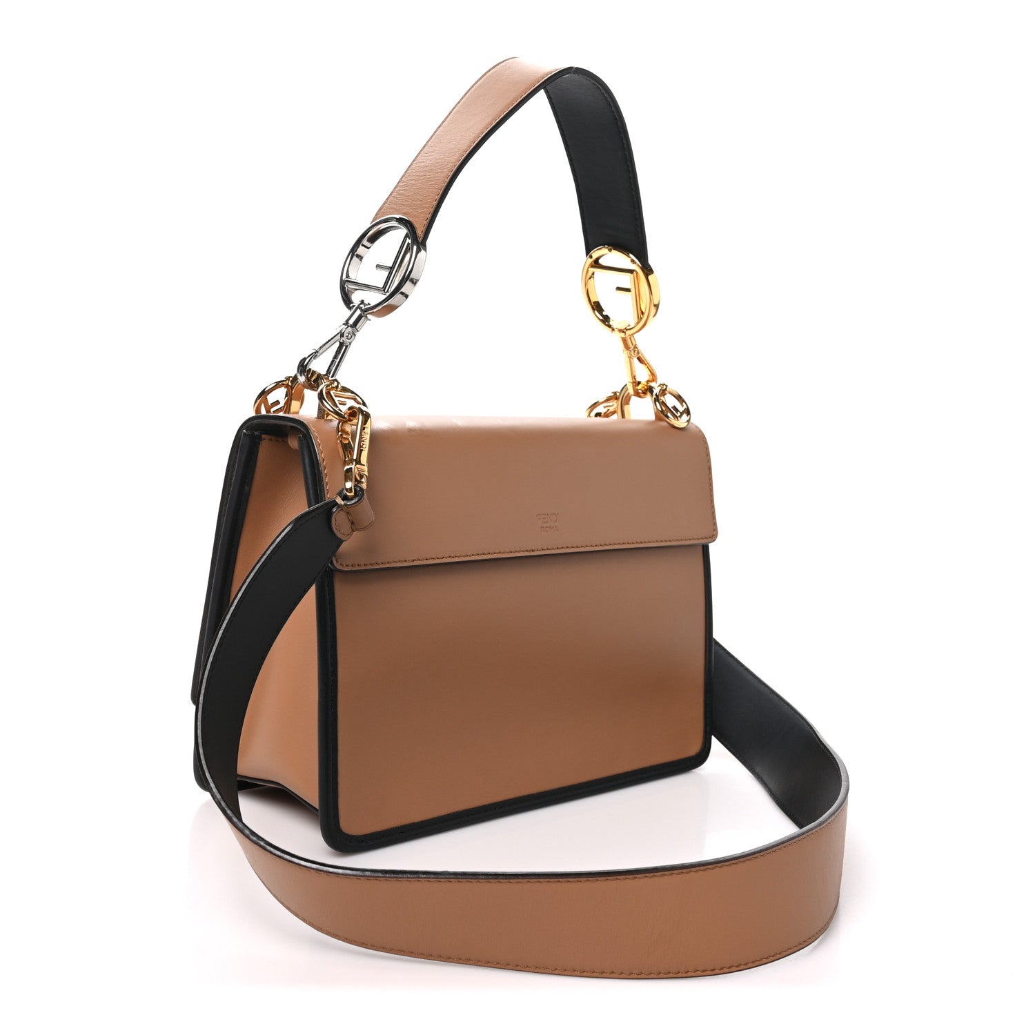 Vitello Century F is Fendi FF Embossed Kan I Shoulder Bag Orzo Tobacco - Image 3