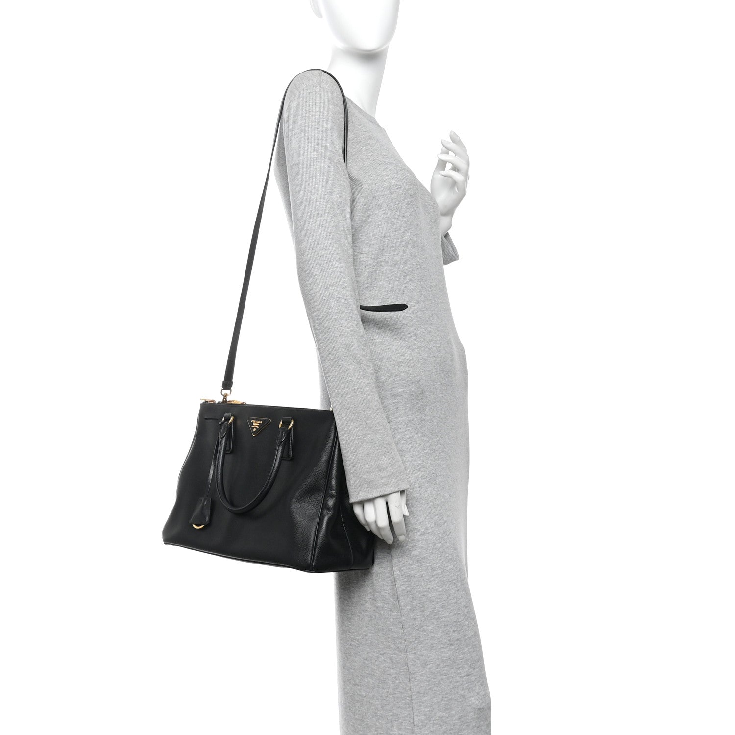 Saffiano Medium Galleria Double Zip Tote Black - 图片 2