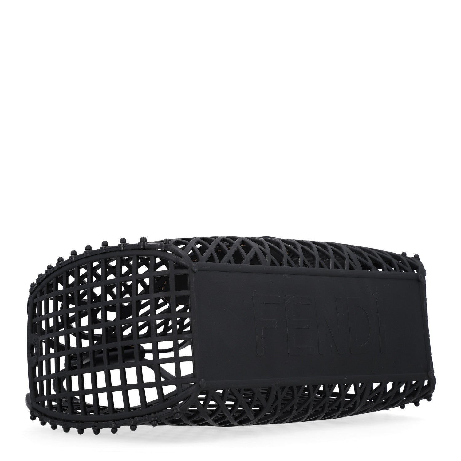 Recycled Plastic Vitello Liberty Matte Medium Fendi Basket Black Miele Scuro - Image 4
