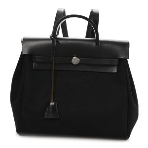 Toile Vache Calfskin Herbag 30 PM Backpack Black
