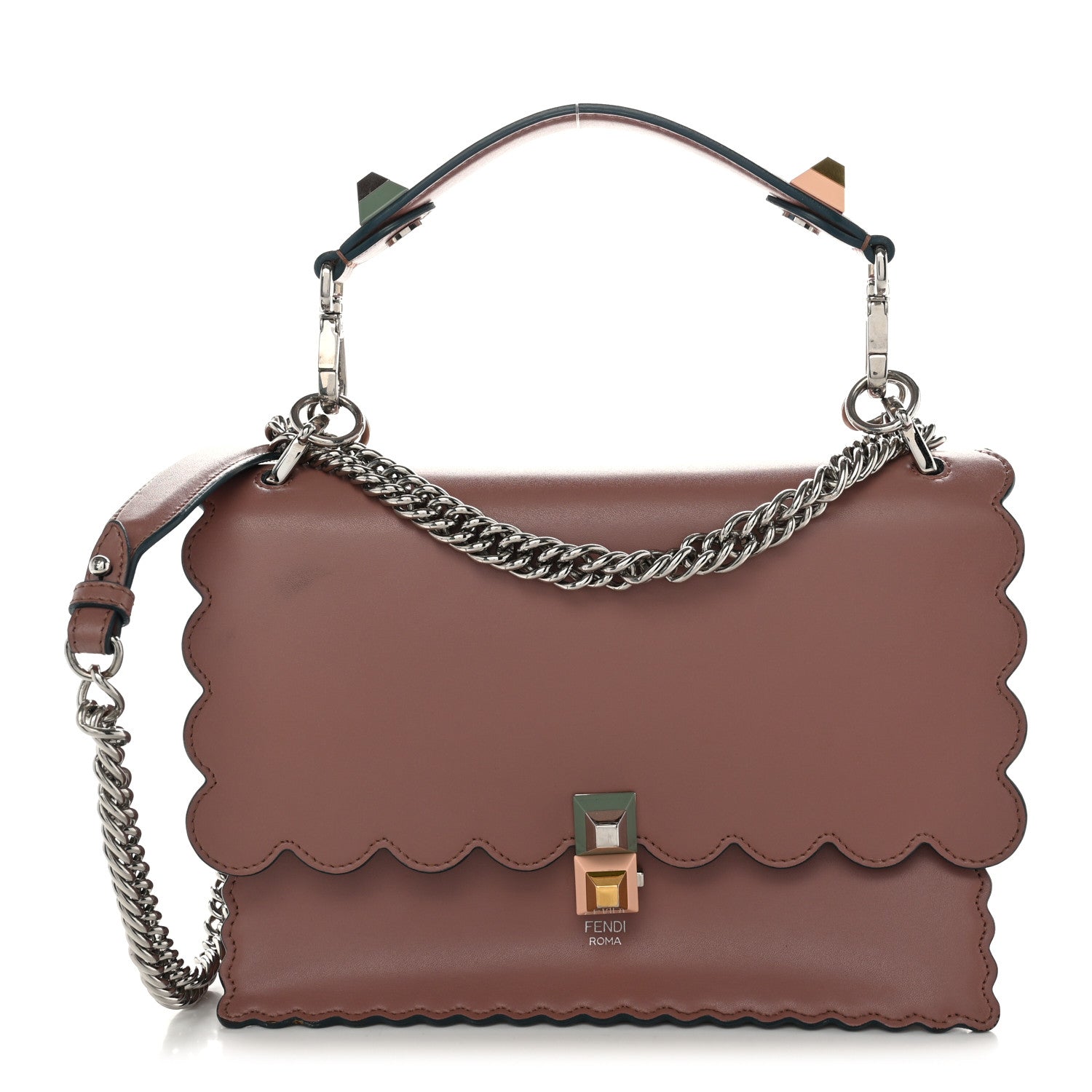 Vitello Liberty Scalloped Studded Kan I Shoulder Bag English Rose