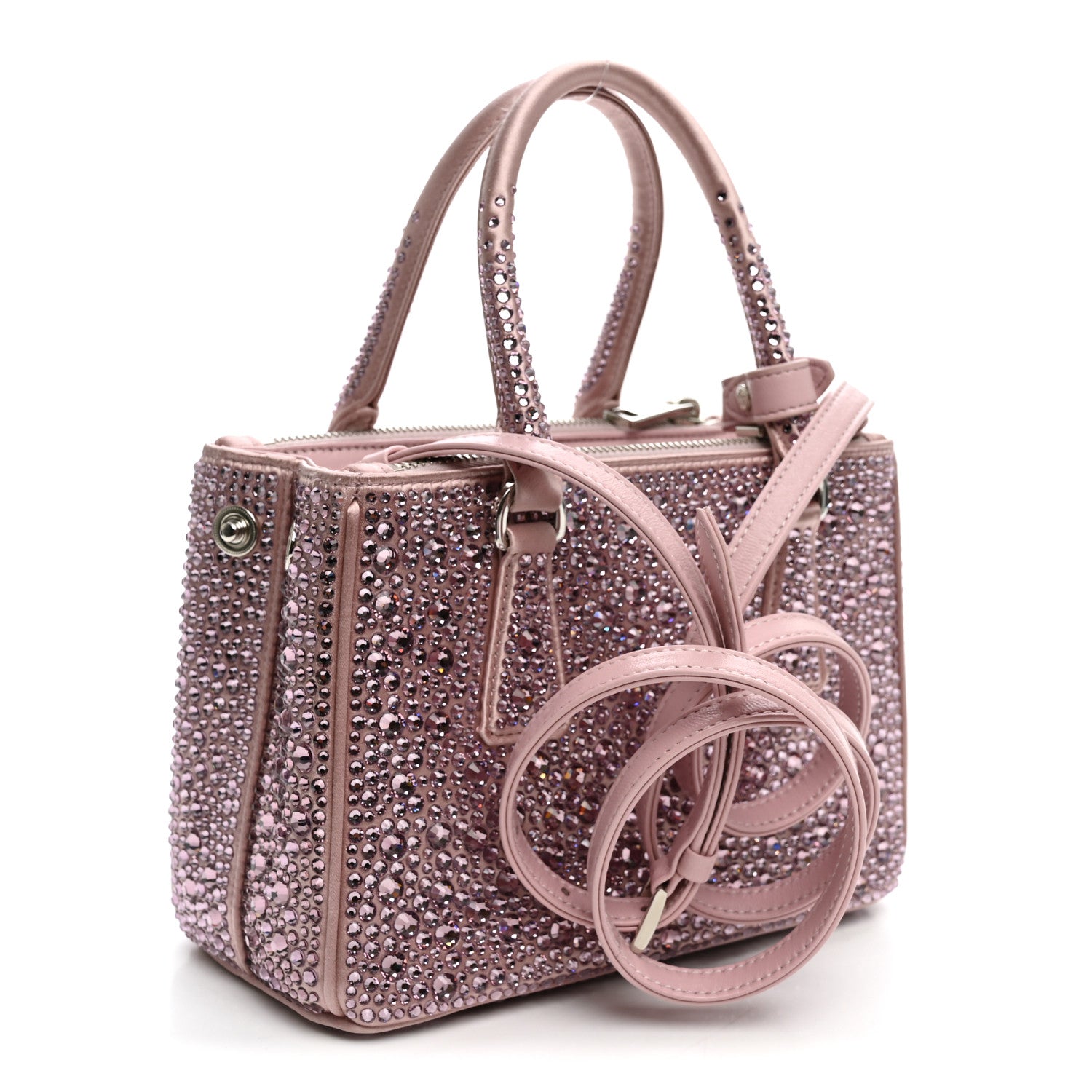 Satin Crystal Mini Galleria Double Zip Tote Alabastro - Image 3