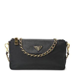 Tessuto Nylon Saffiano Crossbody Bag Black