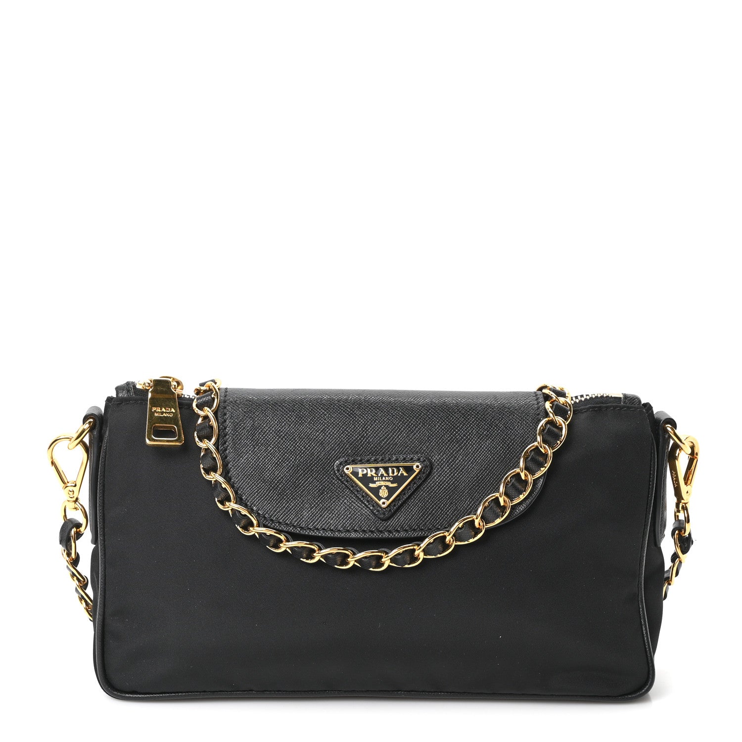 Tessuto Nylon Saffiano Crossbody Bag Black