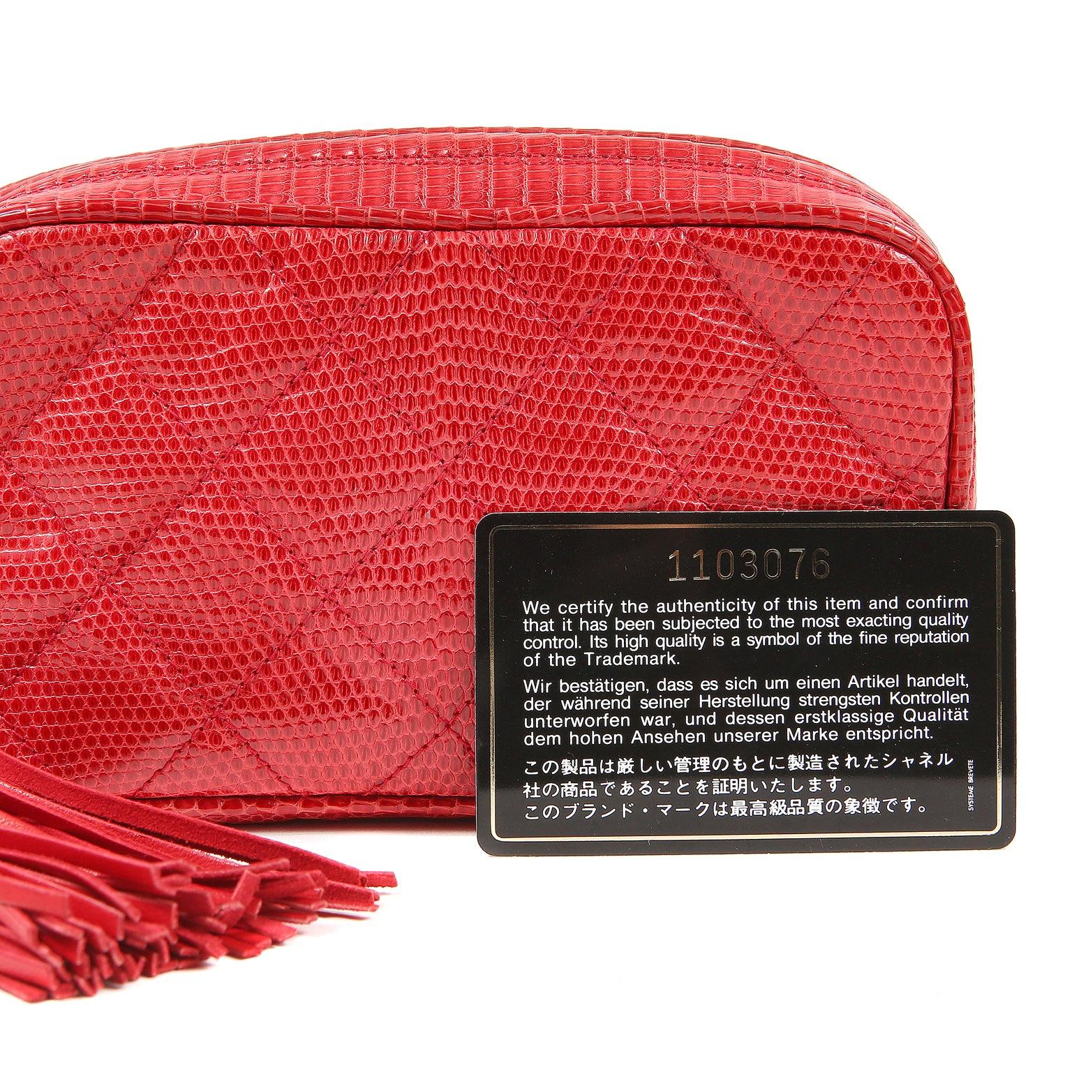 Chanel Vintage Clutch Braise Red Lizard w/Tassel and Silver Hardware - 图片 8