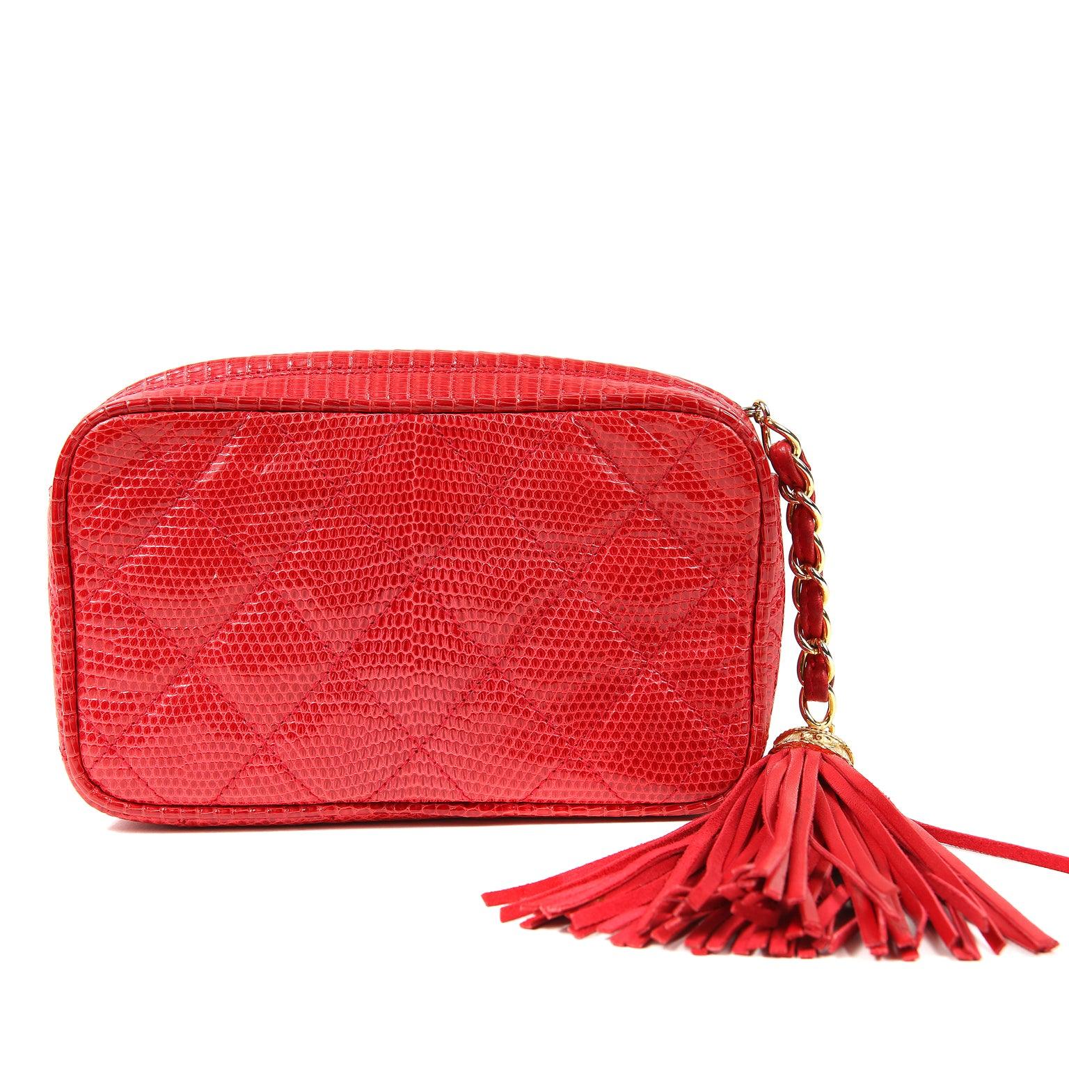 Chanel Vintage Clutch Braise Red Lizard w/Tassel and Silver Hardware - 图片 2
