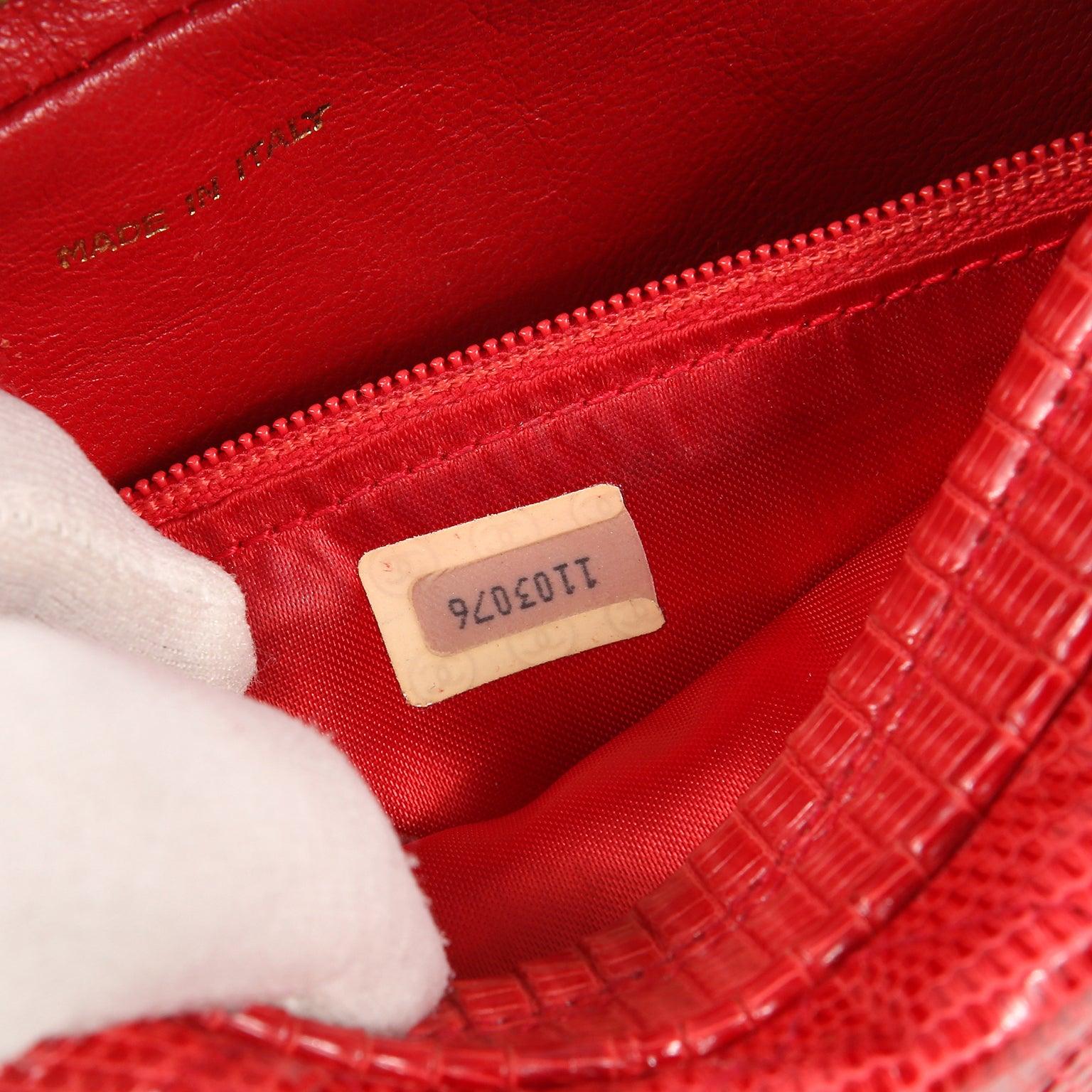 Chanel Vintage Clutch Braise Red Lizard w/Tassel and Silver Hardware - 图片 7