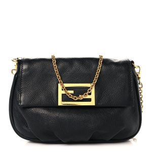 Vitello Flamingo Fendista Pouchette Crossbody Black