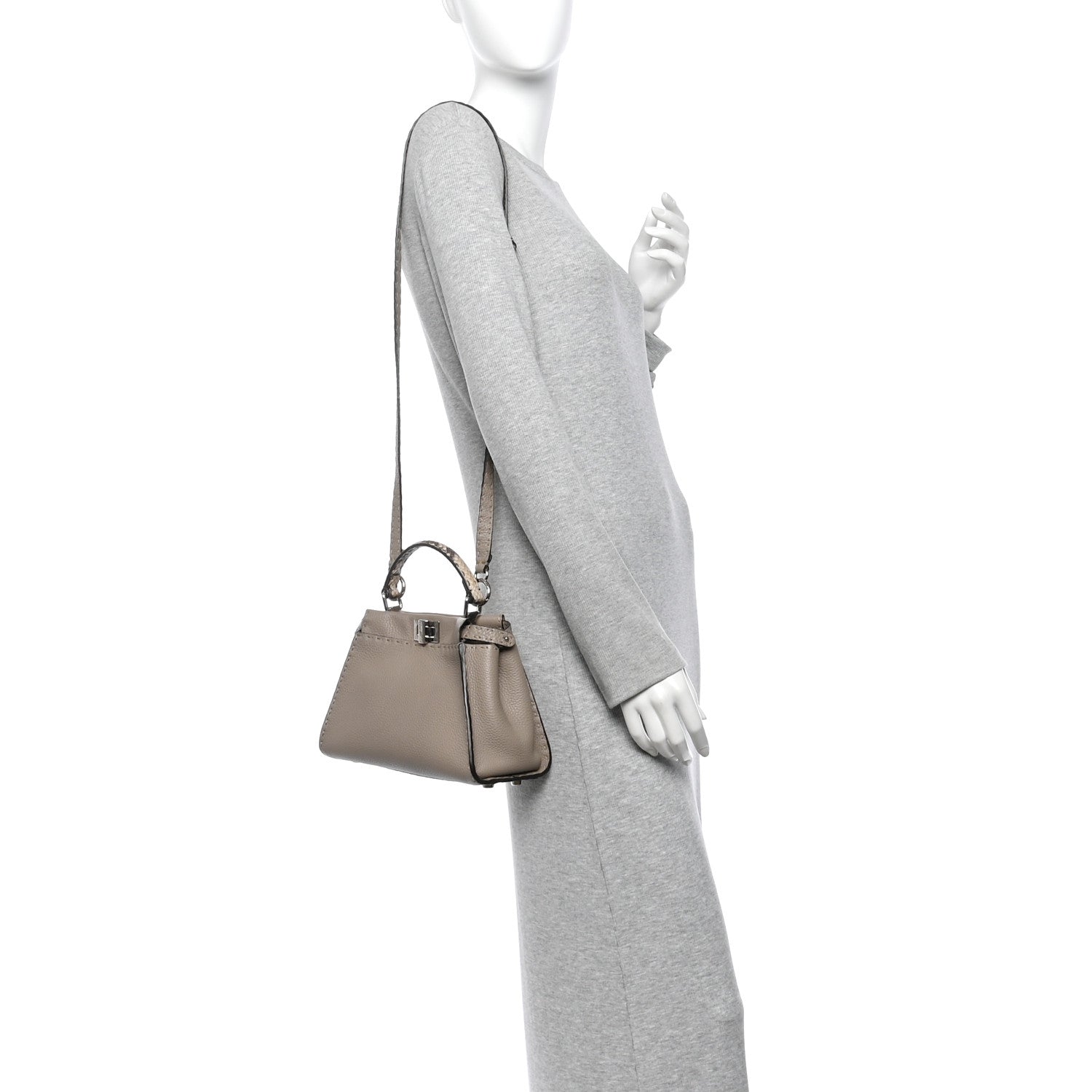 Cuoio Romano Snakeskin Selleria Mini Peekaboo Iconic Satchel Corda White - Image 3