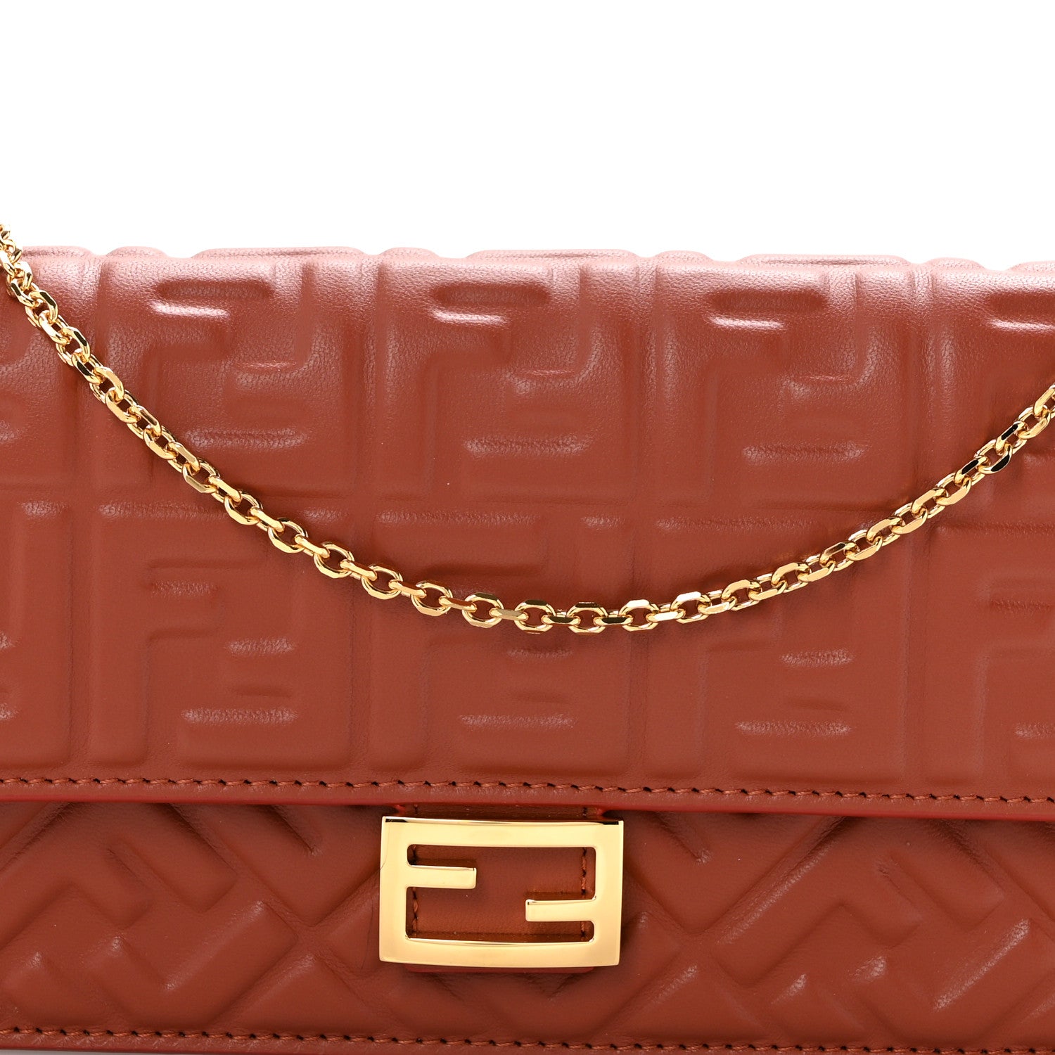Nappa Matisse FF Embossed Wallet On Chain Baguette Sienna - Image 8