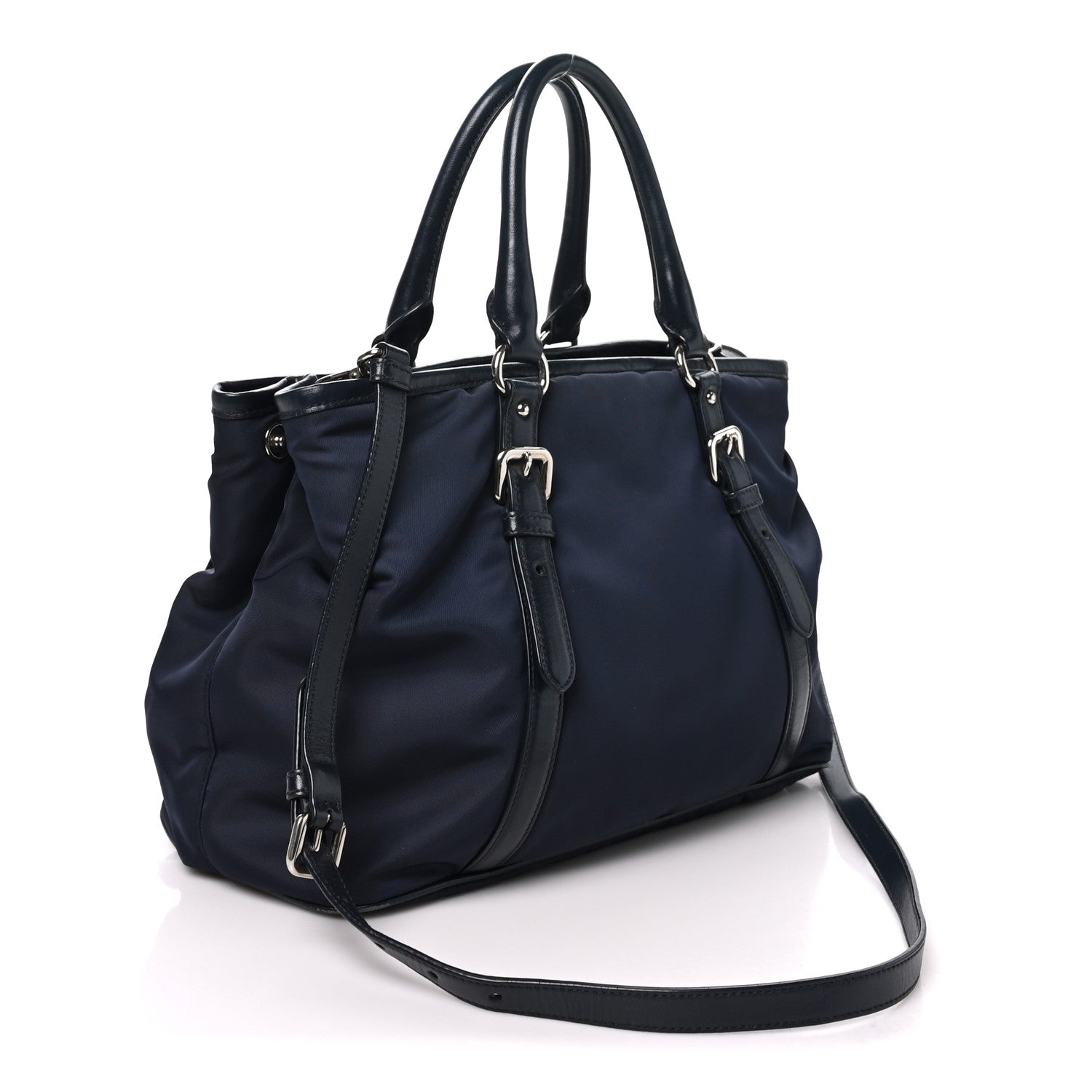 Tessuto Nylon Soft Calf Small Tote Blue - Image 3
