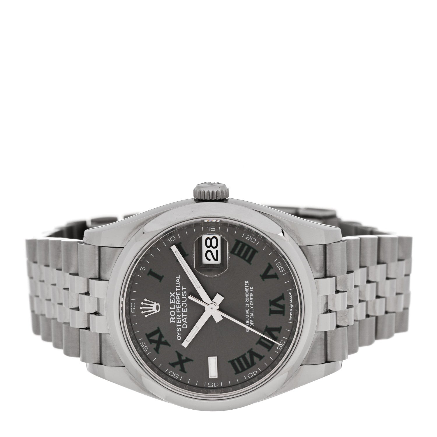 Stainless Steel 36mm Oyster Perpetual Wimbledon Datejust Watch Slate 126200 - Image 2