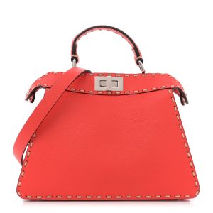 Vitello Granato Camoscio Selleria Macro Stitchings Small Peekaboo I SEE U Satchel Tullipano