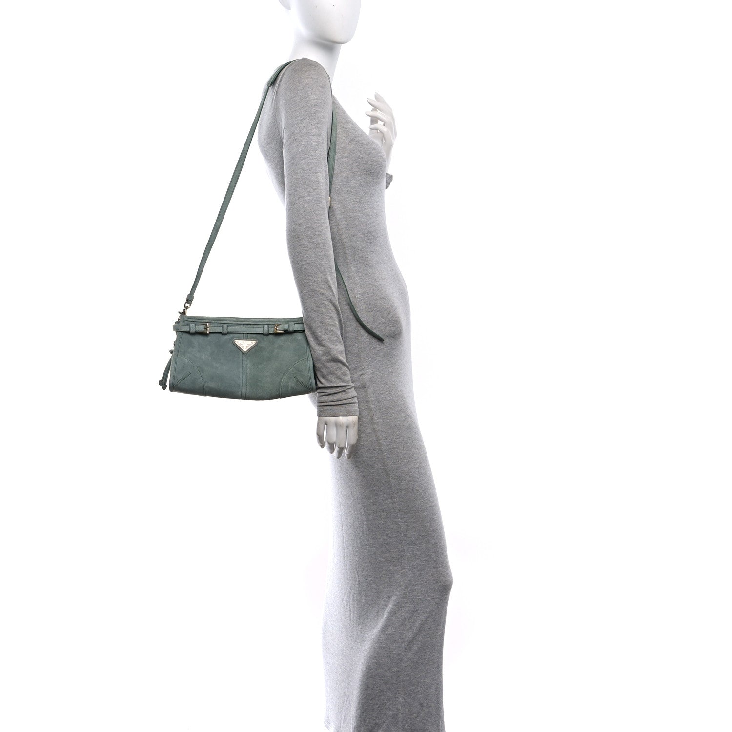 Scamosciato Triangle Small Bonnie Shoulder Bag Salvia - Image 2