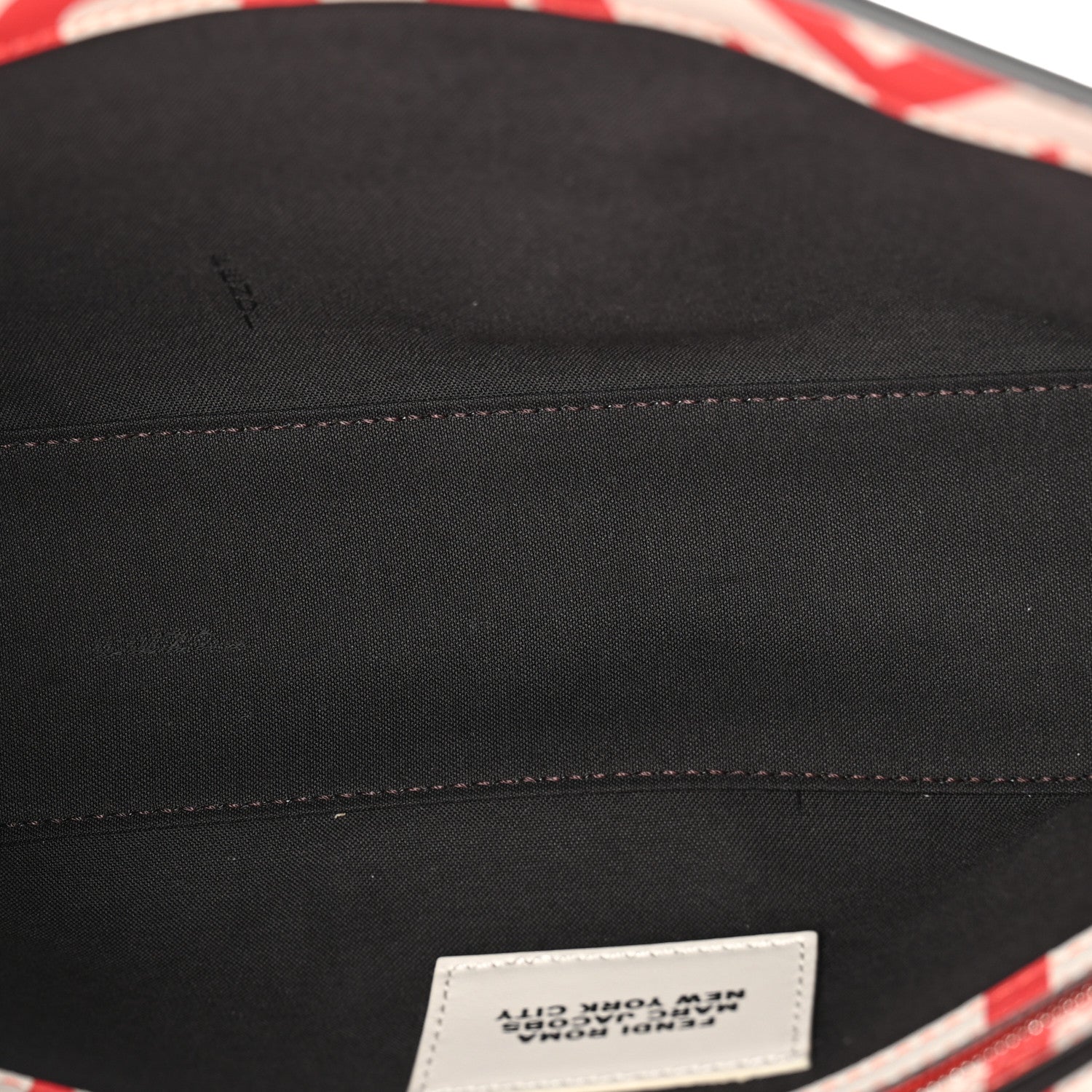 X MARC JACOBS Vitello Seta Logo Print Baguette Glow Coral White - Image 5
